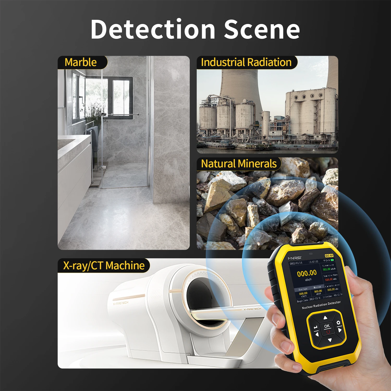 FNIRSI GC-01 Geiger counter Nuclear Radiation Detector X-ray γ-ray β-ray Radioactivity Detector Personal Dosimeter Rechargeable