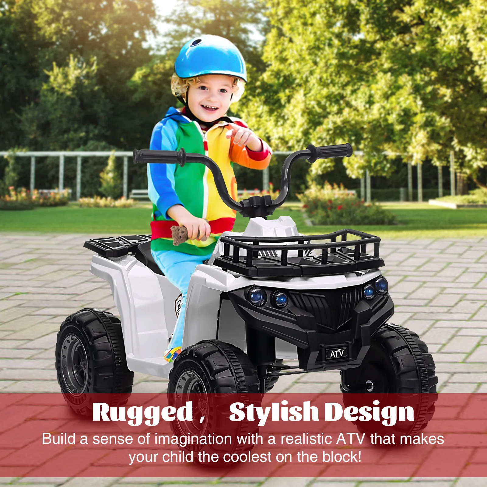 Kids ATV 4 Wheeler 12V Rechargeable Battery Ride On Car for Ages 2-6 Years ASTM/CPSIA Certified Ergonomic Seat & Safe Materials