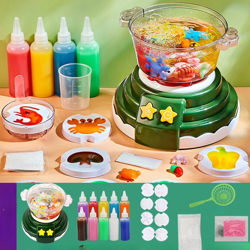 Hot Pot Cooking Toys Kitchen Playset  DIY Hot Pot Machine Toys Pretend Bubble Sound Light Educational Toy for Girls