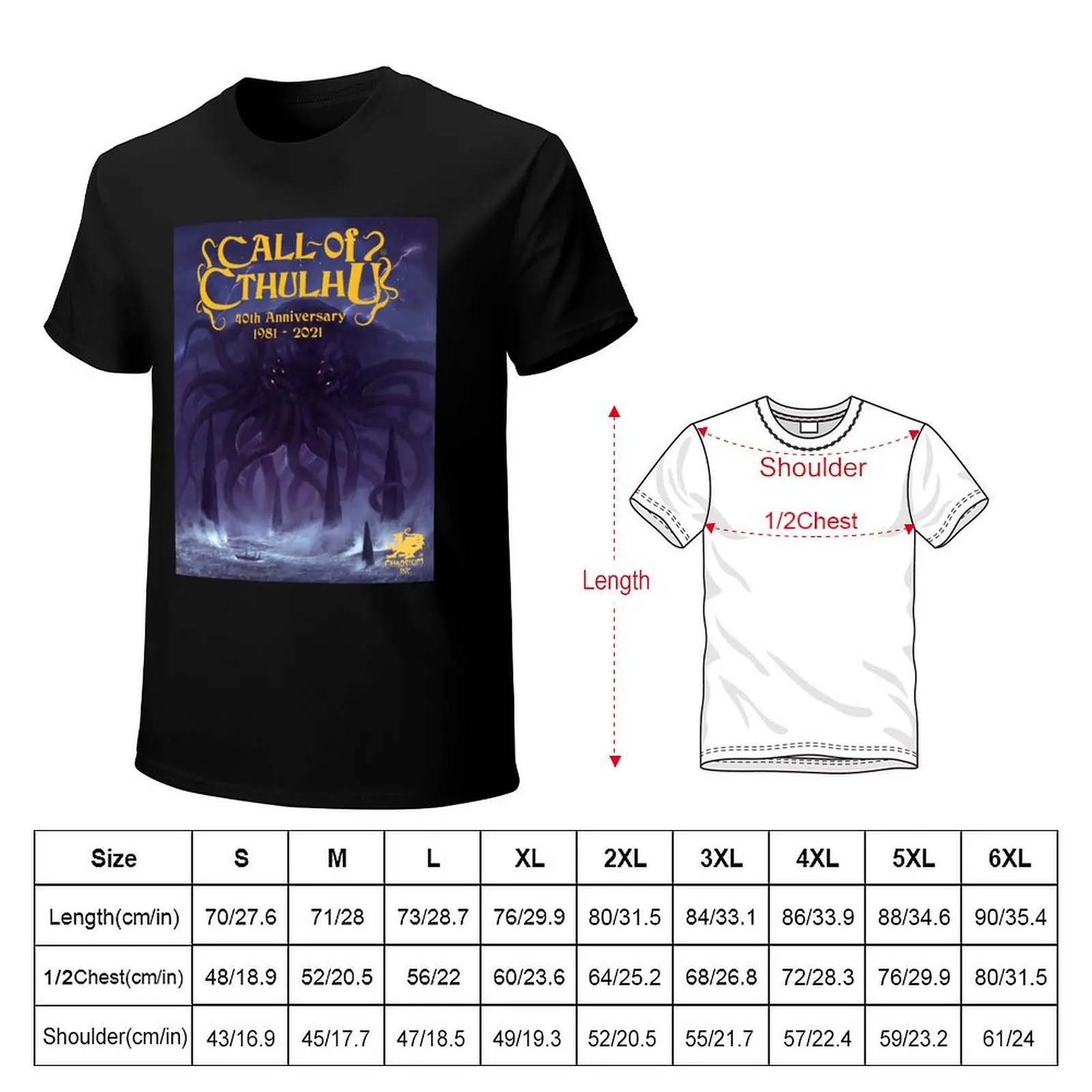 Call of Cthulhu 40th Anniversary Cover T-Shirt Everyday Wear Basic Short Sleeve Top