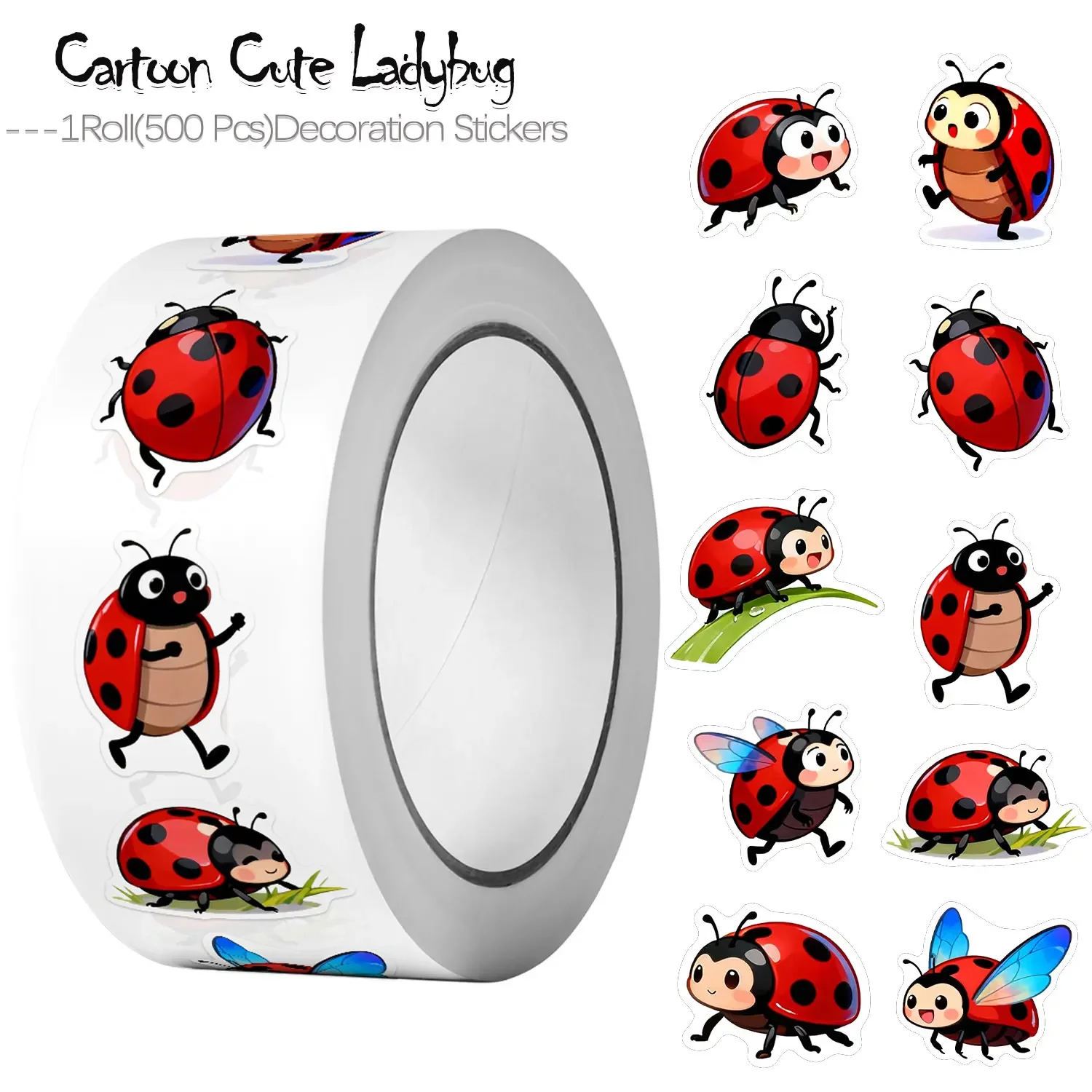 

1Roll(500Pcs)10 Irregular Cartoon ladybugs Stickers 2.5cm/1'' Art Craft Decoration Graffiti Seal Gift Scrapbook Labels