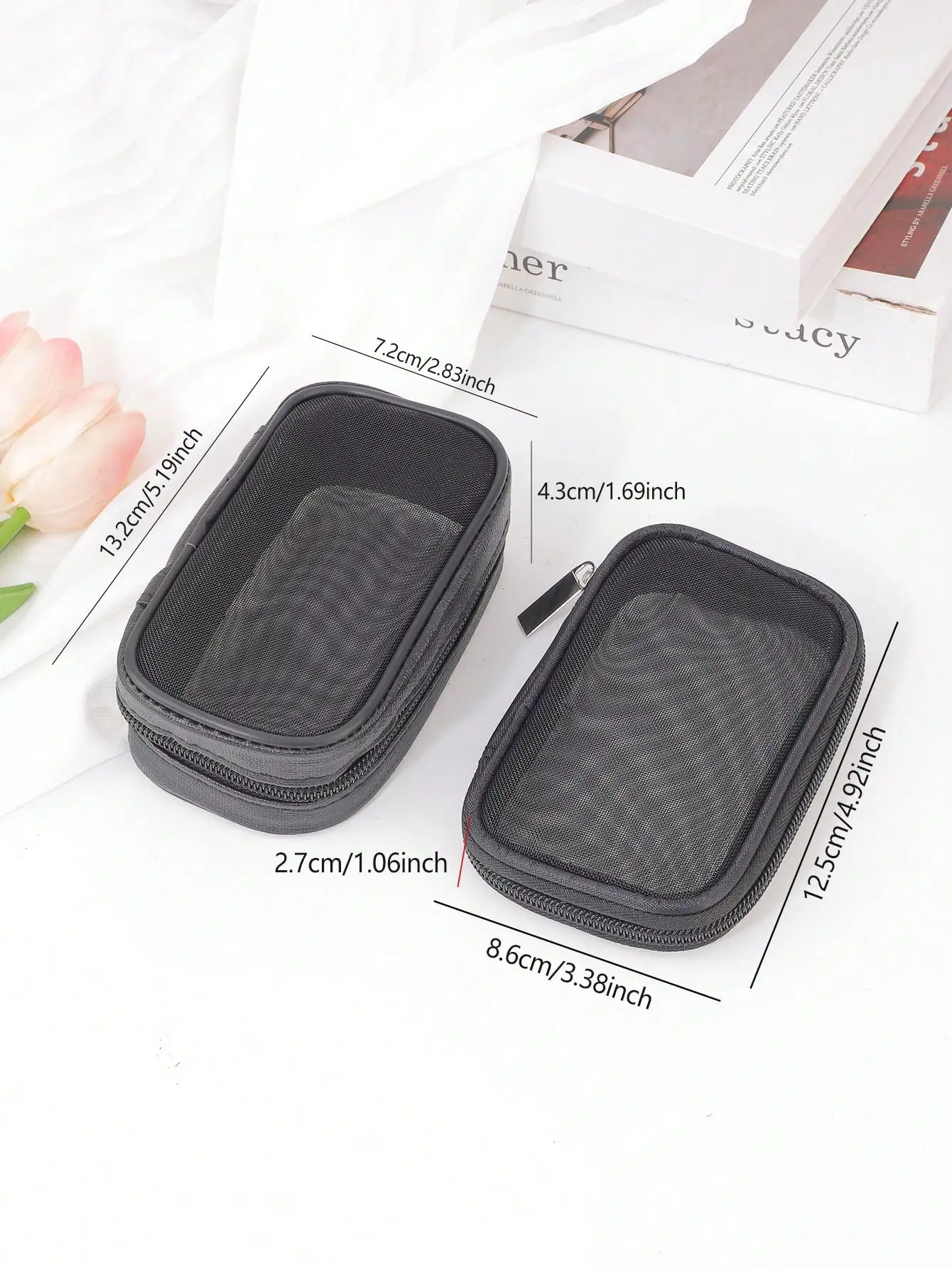 1/2 Pcs Mini Transparent Mesh Coin Purse Coin Storage Organizer Portable Data Cable Storage Bag view 2