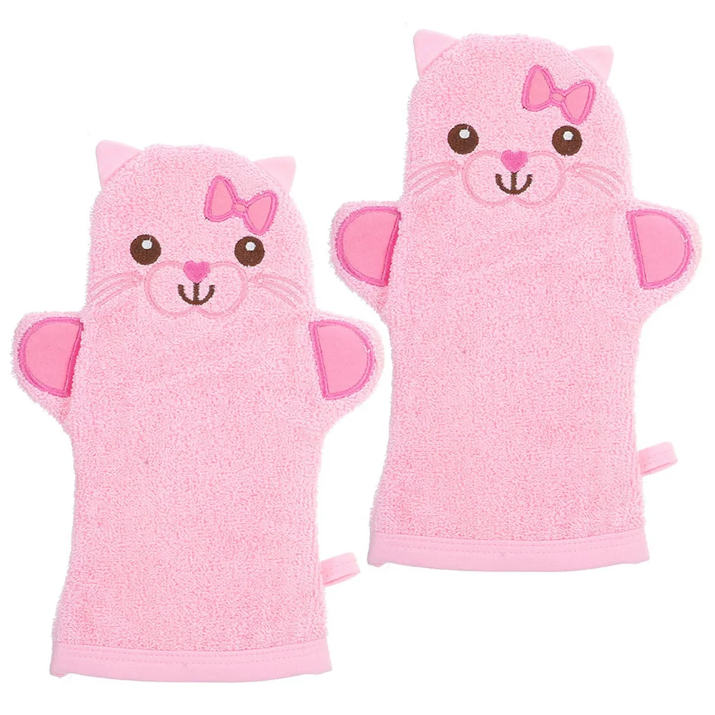 

2 Pcs Bath Gloves Infant Towels Exfoliating Massage Baby Kids Mittens Shower Foaming Animals Washing Mitts