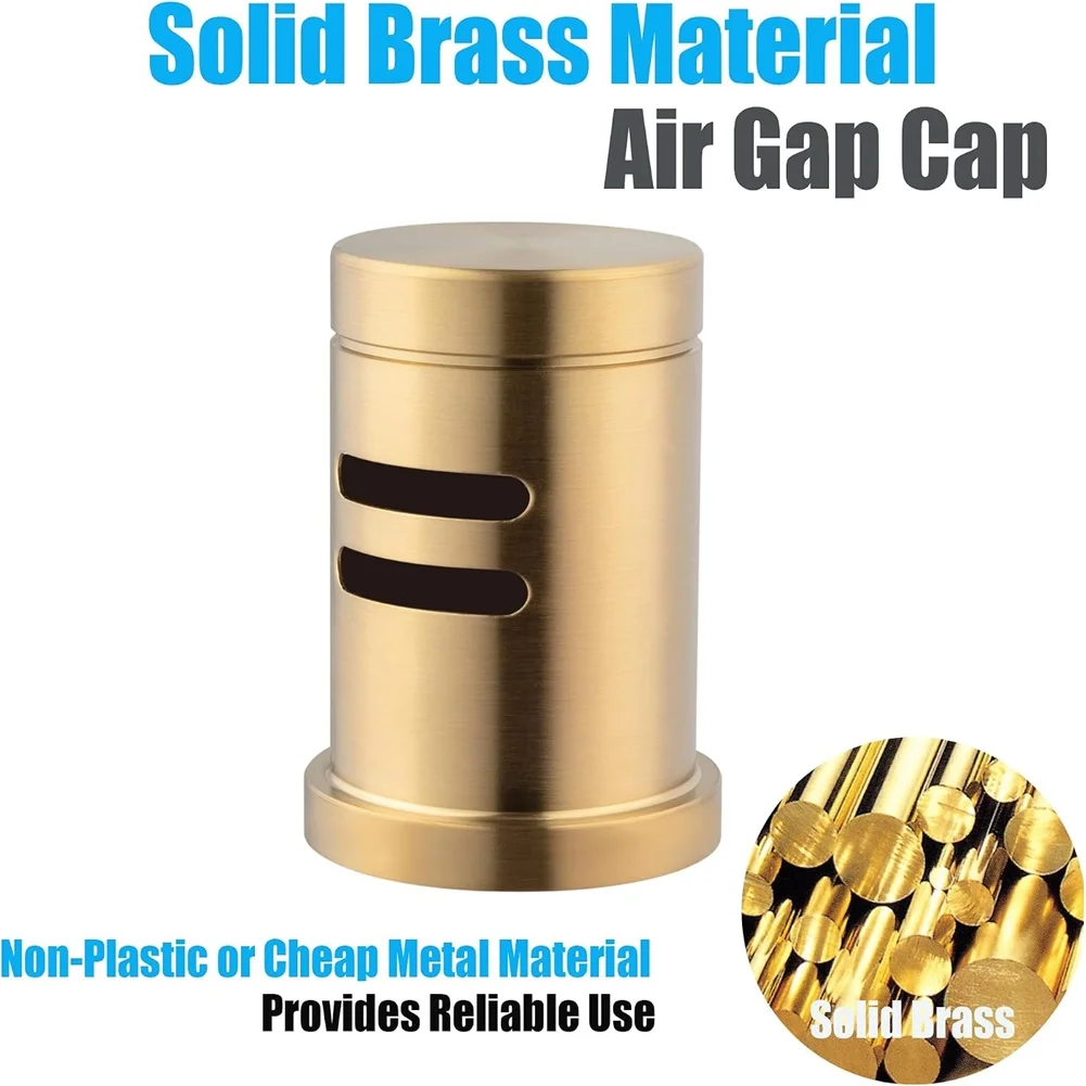 Air Gap Cover Kit for Dishwasher Brushed Gold Finish Solid Brass Construction Designed for Standard Installations