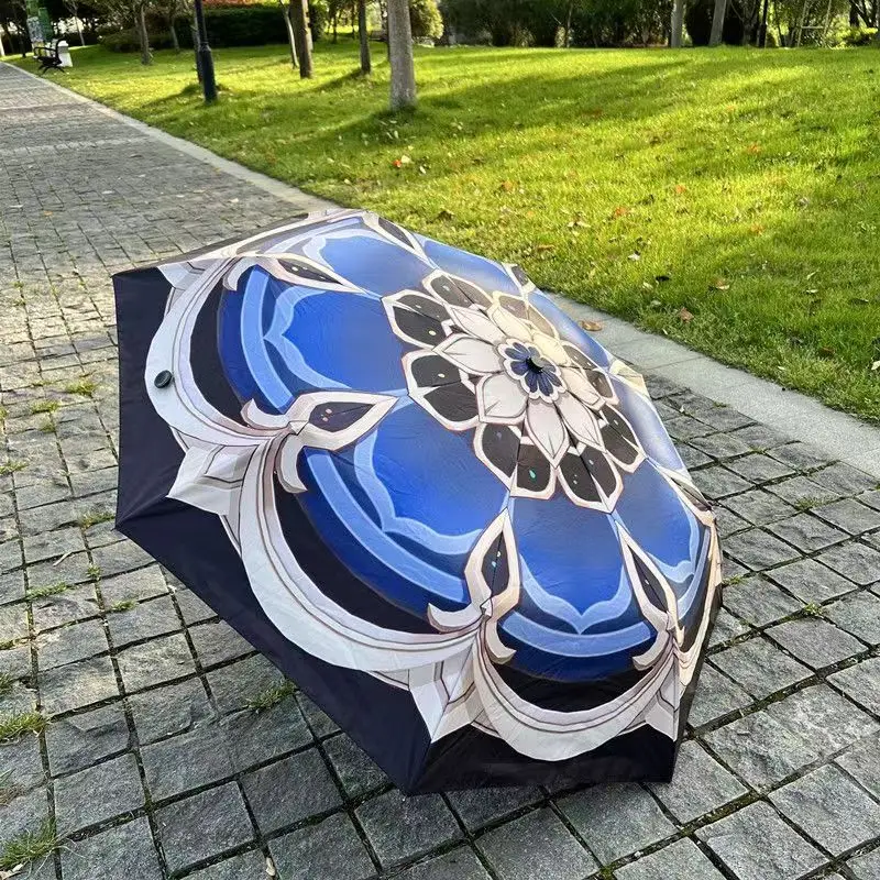 

Anime Genshin Wanderer Impact Balladeer Rain Umbrella Sunscreen Anti UV 3 Fold Automatic Manual Parasol Cosplay Business Gift