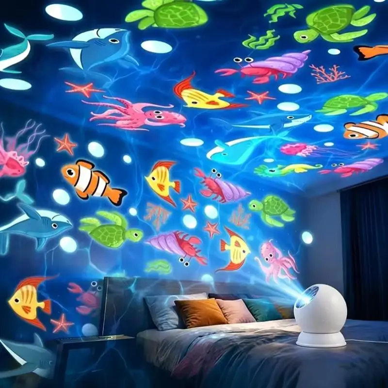 Rotating Dynamic LED Starry Ocean Projector USB Plug In Night Light Romantic Ambient Atmosphere Lamp For Room Decor
