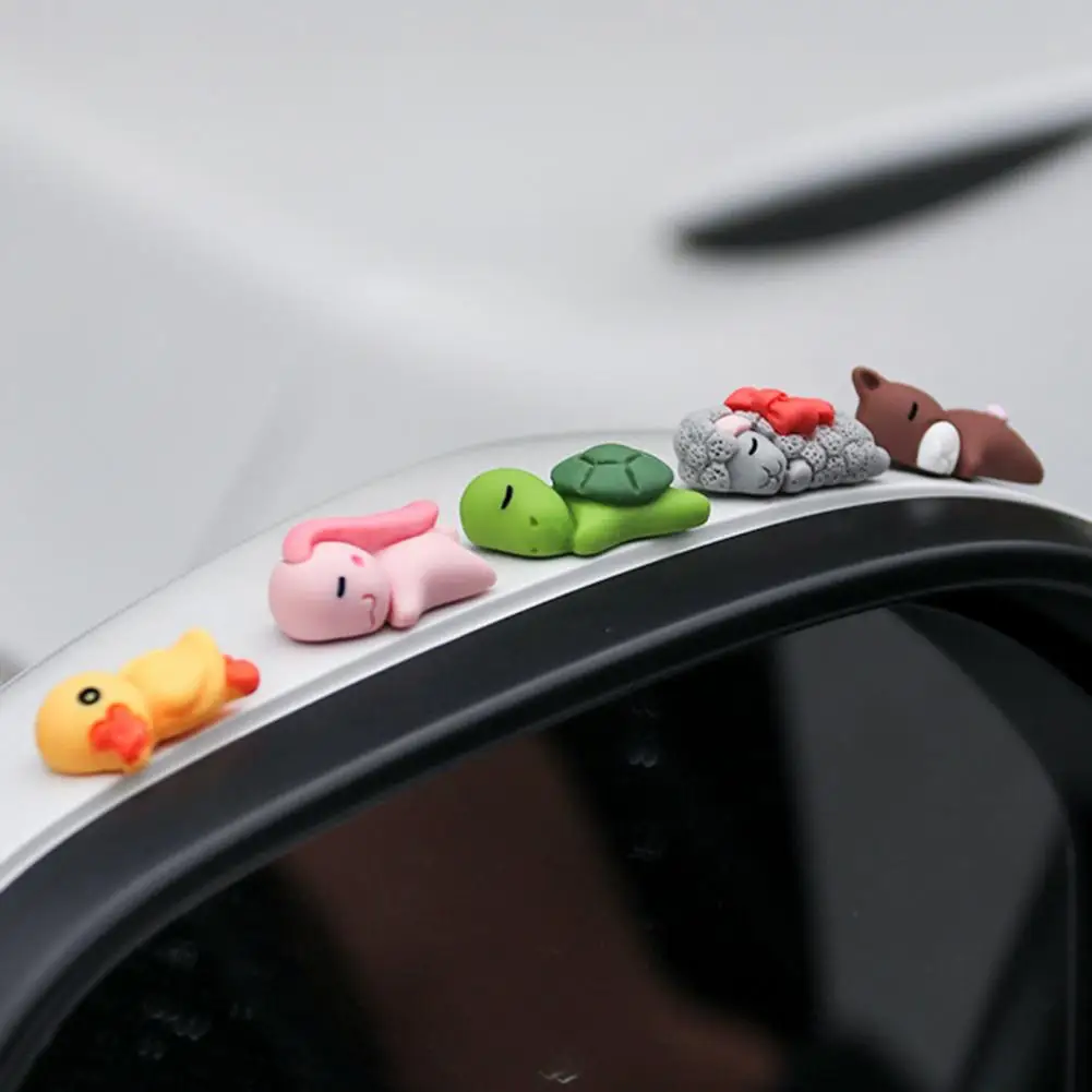 Cute Mini Ornaments Ducks Turtles Bear Rabbit Sheep Animal Figurine Car Center Console Rearview Mirror Car Dashboard Decoration