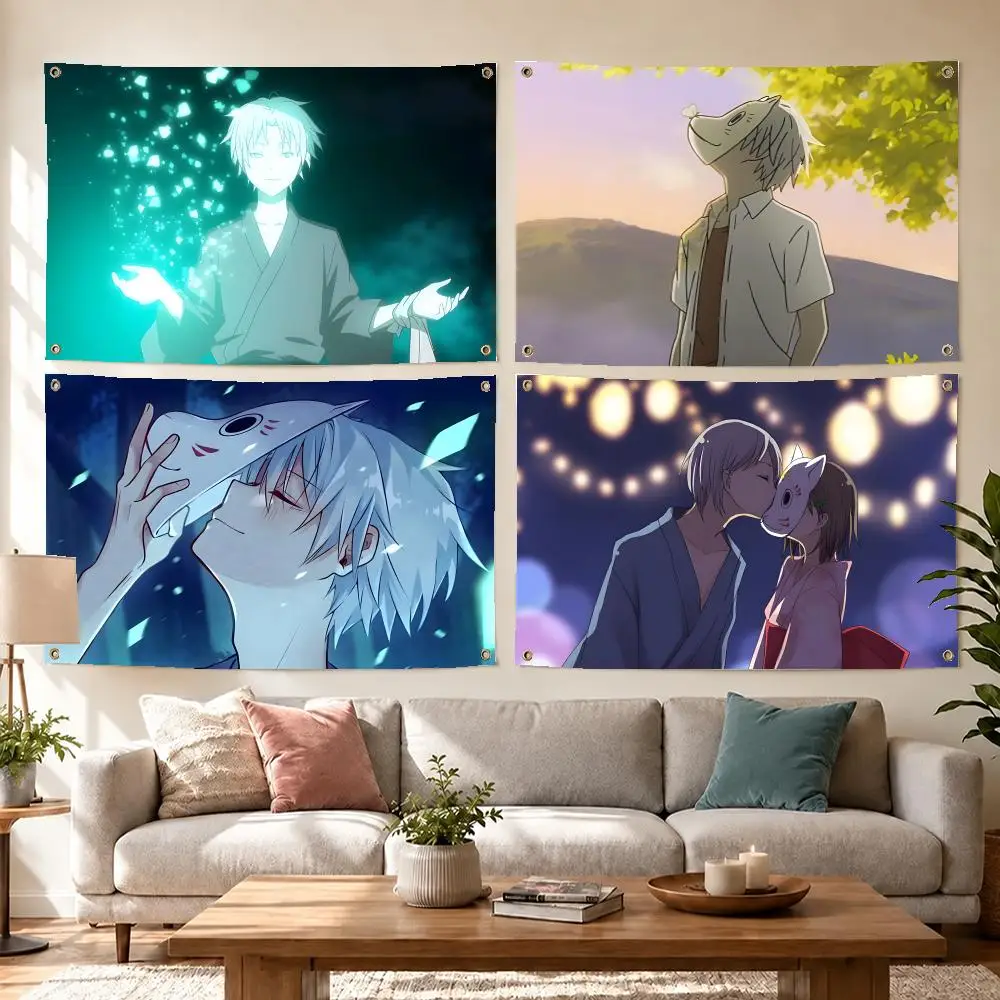 Cute Anime Hotarubi Flags Concert Print Wall Hanging Art Banner, Indoor Outdoor Bedroom Home Decor Backdrop, Perfect Gift