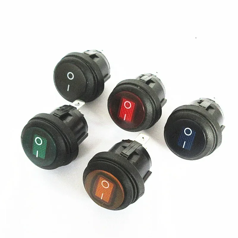 Waterproof Button with Light Rocker Switch Opening 20MM Boat-shaped Round Water-proof 3-foot Silver Point Switches