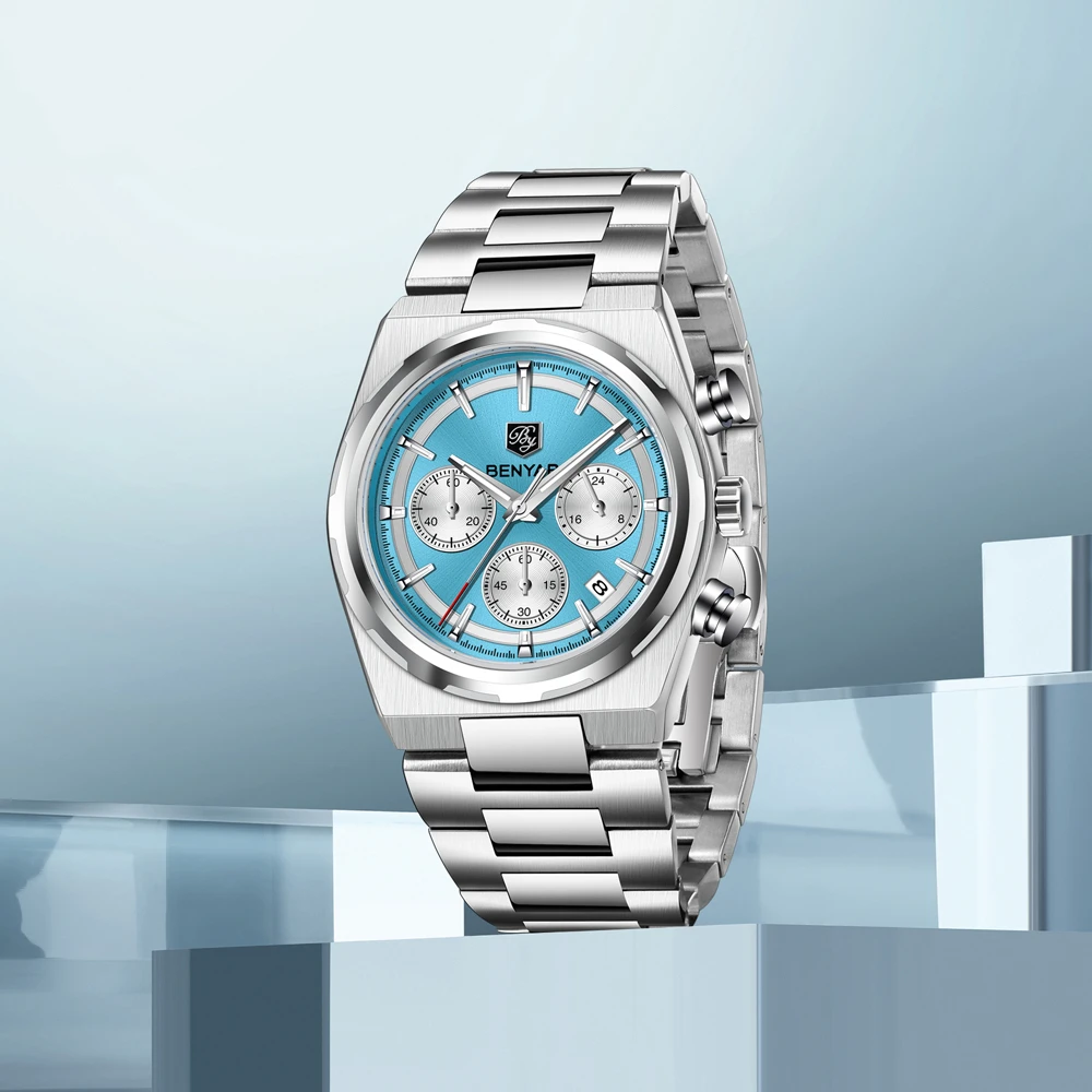 2026 New BENYAR Men's Watches Top Brand Luxury Quartz Watch Men Chronograph Waterproof Luminous Stainless steel Man Gift Clock