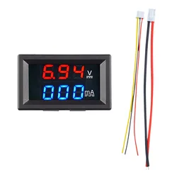 Voltímetro Digital amperímetro DC 100V 1A Amp, medidor de corriente de voltaje, probador de 0,28 pulgadas, Panel de pantalla LED Dual con cables de conexión