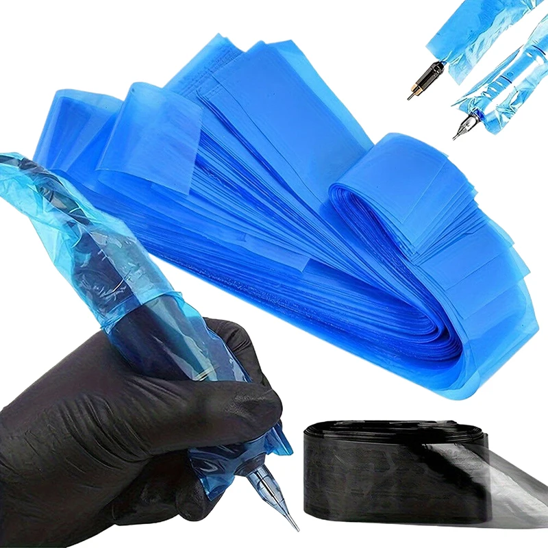 100PCS Tattoo Machine Clip Cord Sleeve Bag Covers 100Pcs Plastic Blue Disposable Hook Line Bag Hygiene Safe Supply Accessories