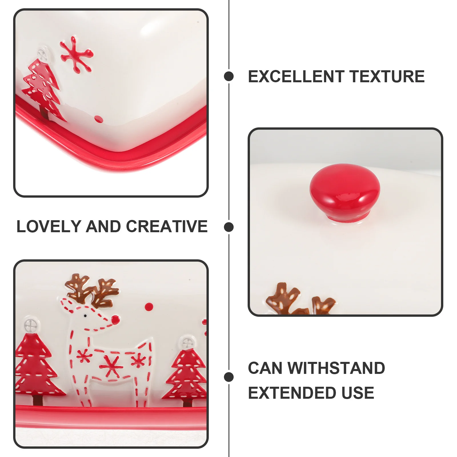

Christmas Butter Dish Ceramic with Lid Cute Style for Butter Cheese Snacks Storage Kitchen Home Party Use Kitchen Cheese Box