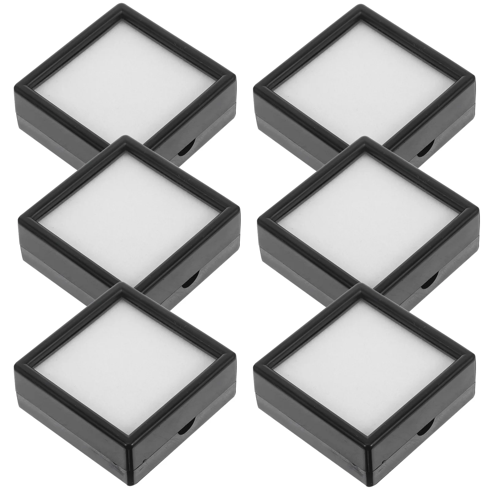 

6 Pcs Diamond Ring Display Boxes Black Mini Cases Gemstone Storage Jewelry Organizer Coin Holder Collectibles Container
