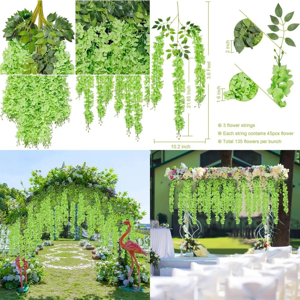 

Зеленая искусственная гирлянда из глицинии с 139 шелковыми цветами для декора дома, вечеринок и свадеб
