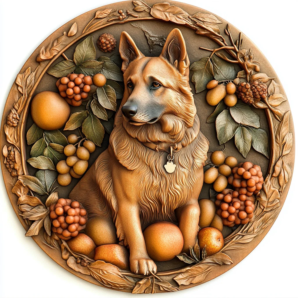 Custom German Shepherd Pet Ornament - Ultra High Definition Circular Aluminum Decorative Painting, Unique Souvenir Tombstone