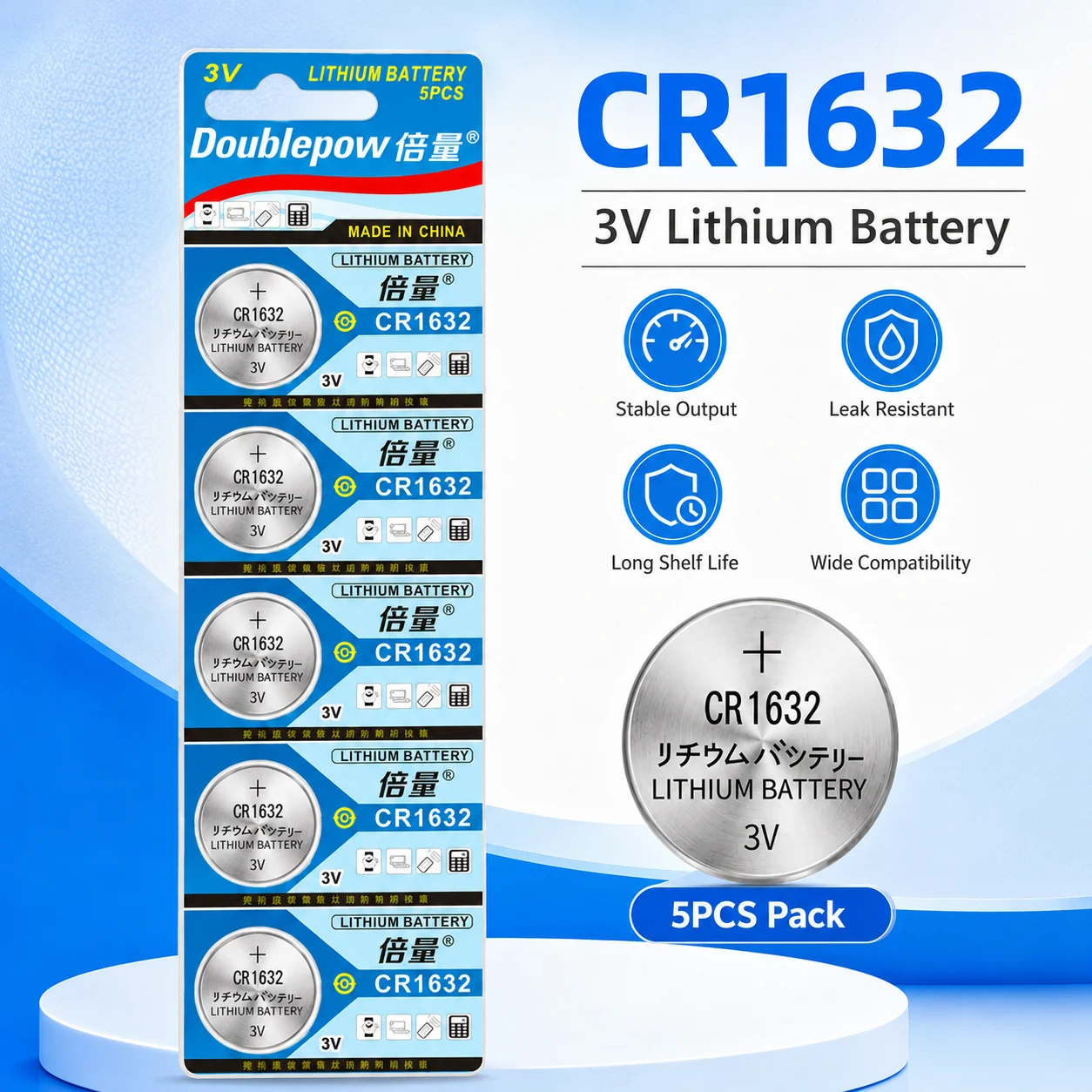 

CR1632 LM1632 BR1632 ECR1632 3V Lithium Coin Battery for Watch Toy Remote Control Electronic Devices
