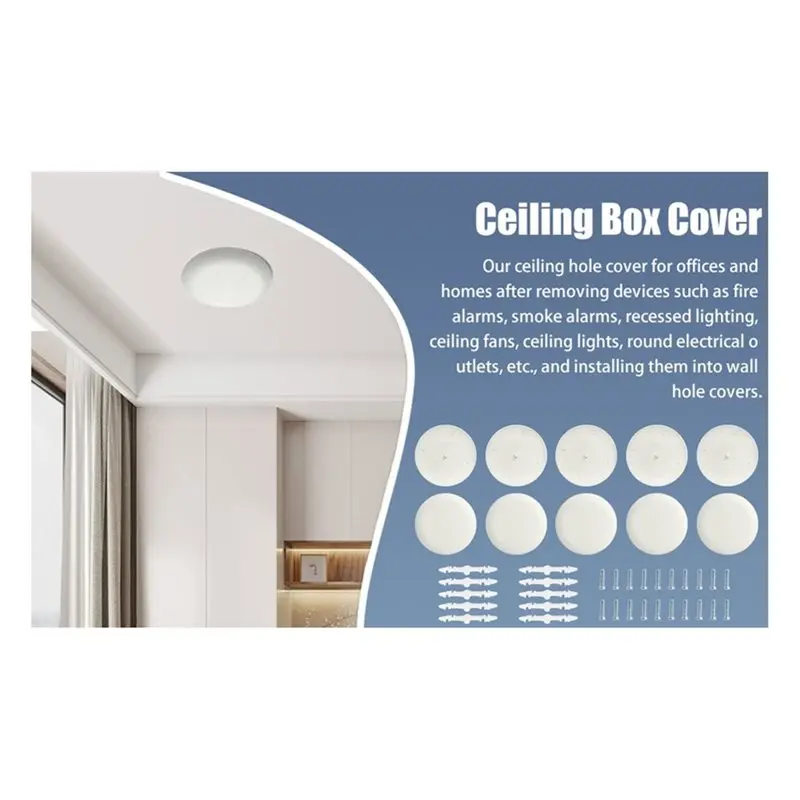 SOFT-CP3540 White Ceiling Box Cover Plate For 3.5-4" Round Holes, Electrical Junction Box Cover view 5