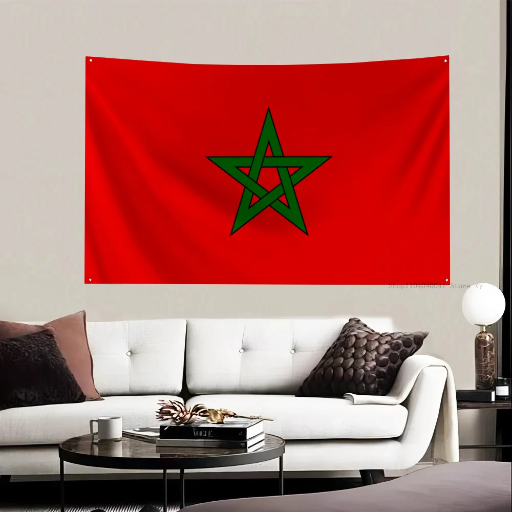 1pc Morocco Flag Flag Flags And Banners Four Hole Flag Polyester Outdoor Decor Room Aesthetic