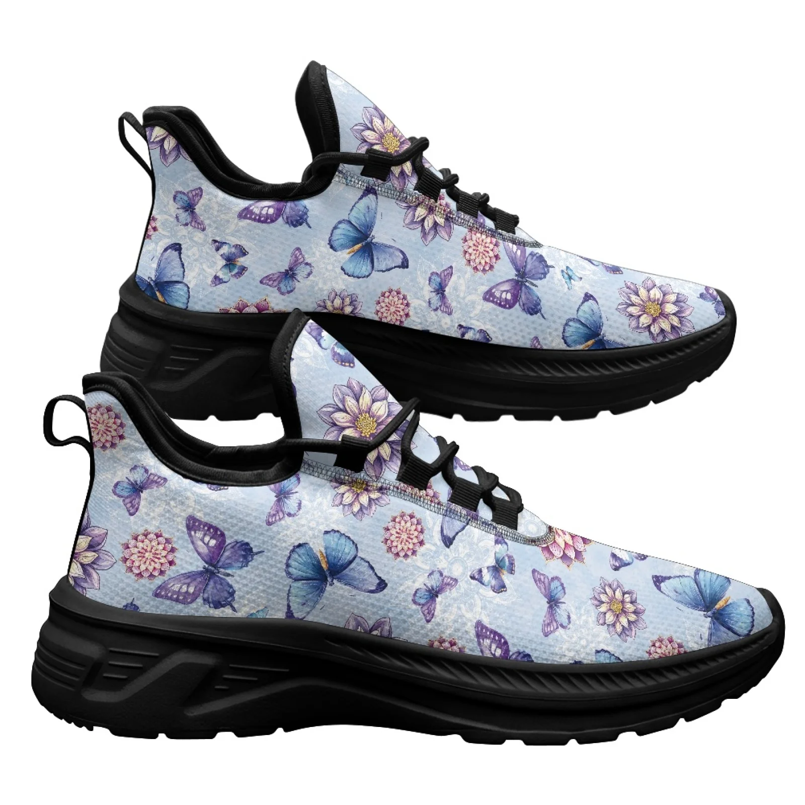 PENSTROLL Flower Butterfly Men's Walking Shoes Casual Walking Shoes for Mens, Lace-Up Fashion Sneakers