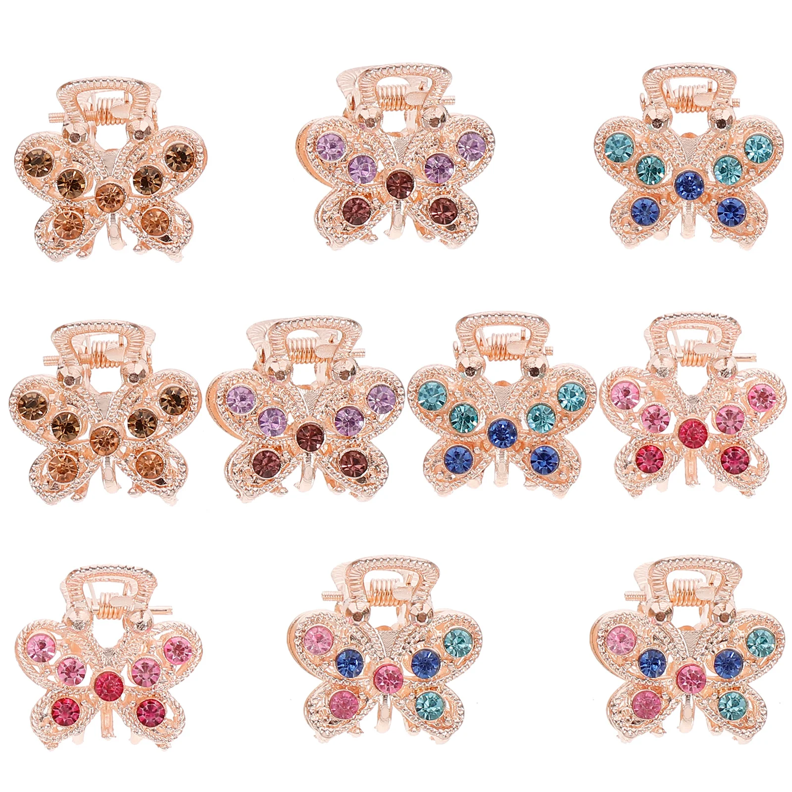 

10 Pcs Vintage Metal Hairpin Pins for Women Small Clips Imitation Drill Glitter Crystal