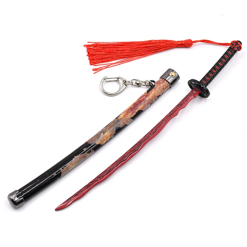 23cm Rivers of Blood Sword Eldens Game Weapon Zinc Alloy Keychain Pendant Model Desktop Ornament Decoration Crafts Gifts Toys