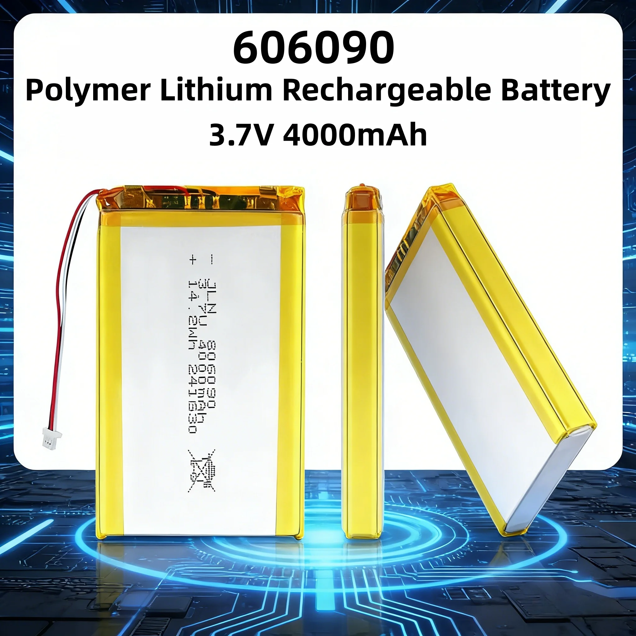 606090 3.7V 4000mAh Polymer Lithium Rechargeable Battery for High Capacity Power Bank DIY Power Bank Bluetooth Speaker Solar