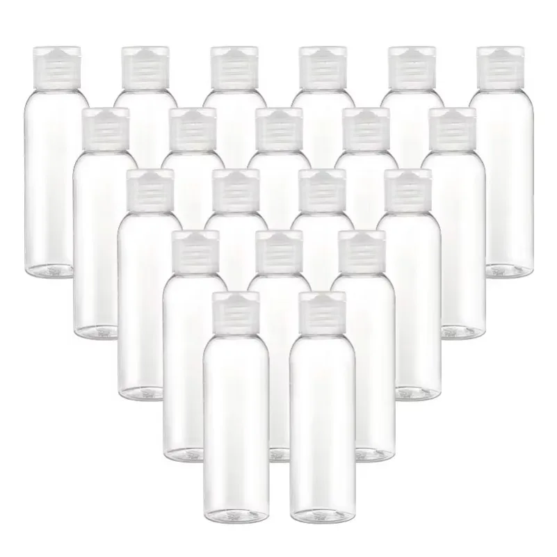 50Pcs 5-100ml Refillable Bottle Transparent Empty Plastic Portable Bottle Travel Container Refillable Cosmetics Container