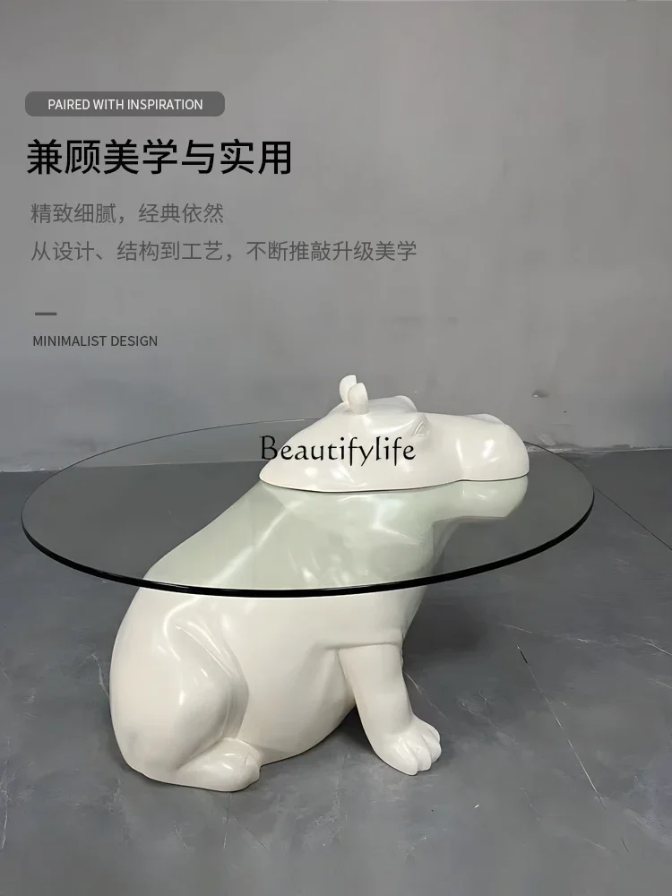 

yj5 Modern simple hippo coffee table creative fiberglass round, personalized special-shaped round table