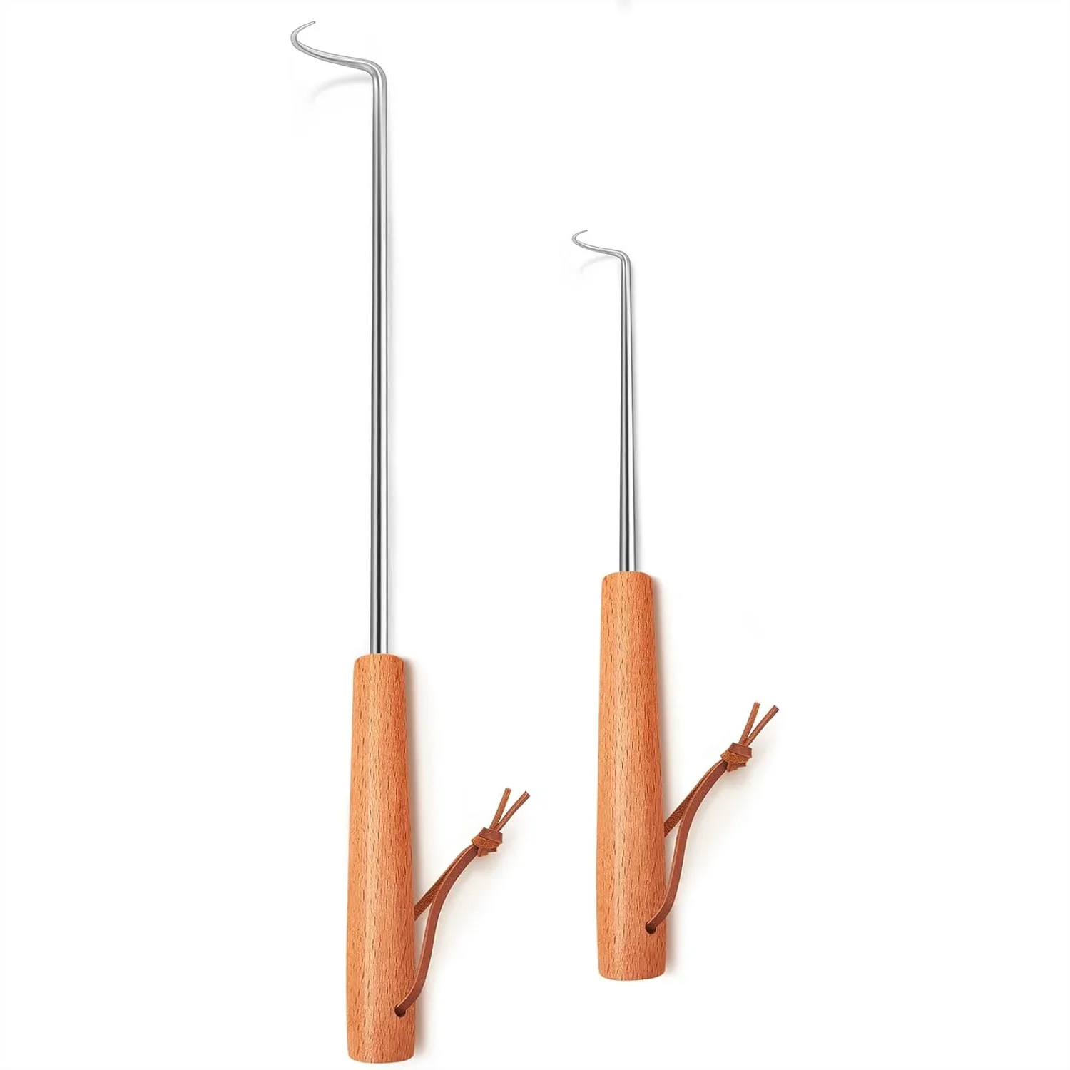 Pigtail Food Flipper Set of 2, Stainless Steel Meat Hook & Turner Grill Tools for Outdoor BBQ Grilling & Kitchen Frying, Right