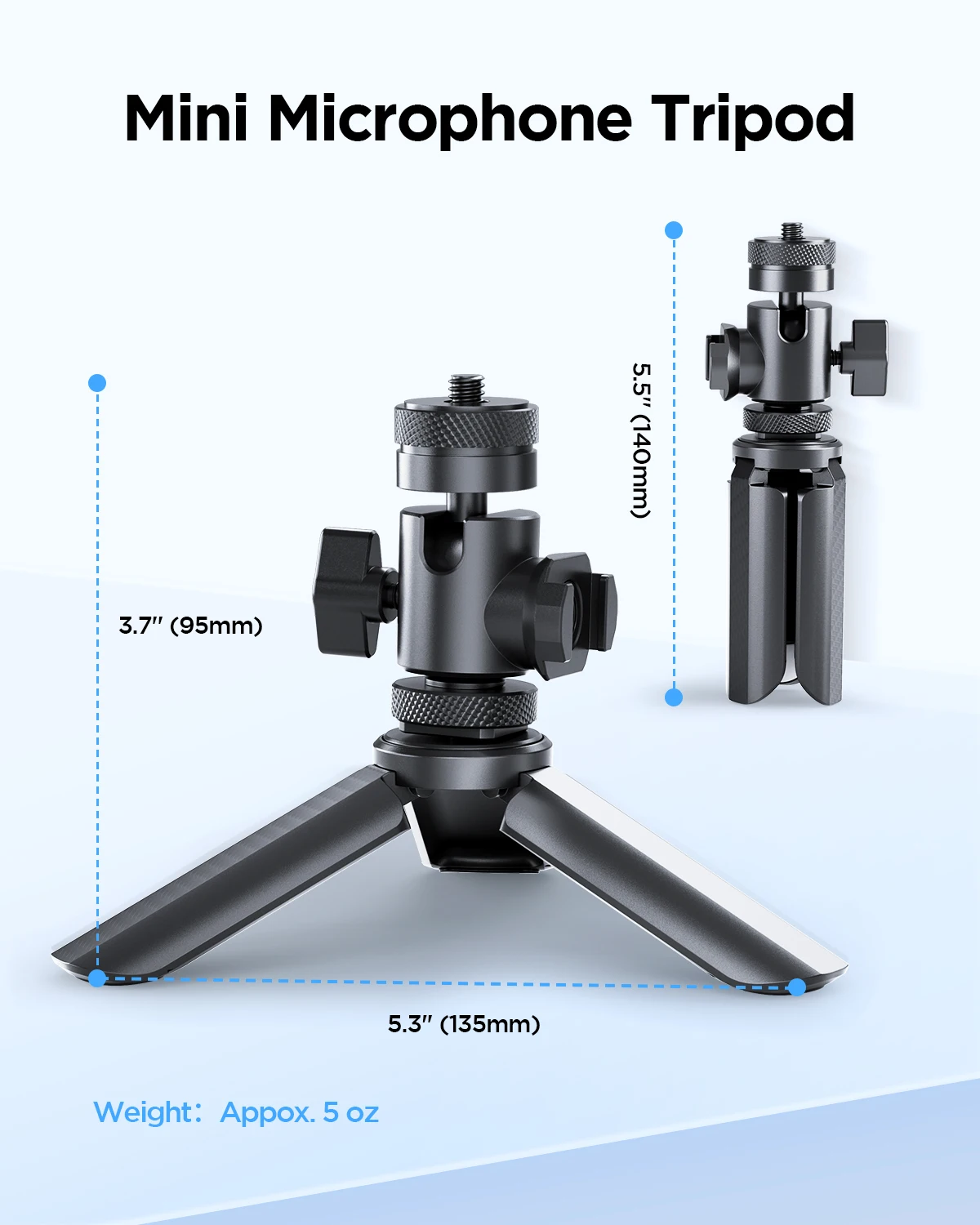 BOYA Magic Tripod Stand for Desktop Microphone with Non-slip Rubber Feet Foldable Desk Mic Stand for Gaming Podcasting Meeting
