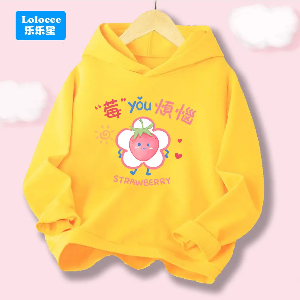 2025 봄 가을 신상 여아 패션 후드티 귀여운 딸기 그래픽 후디 스웨트셔츠 데일리 스포츠 풀오버 MYFN1