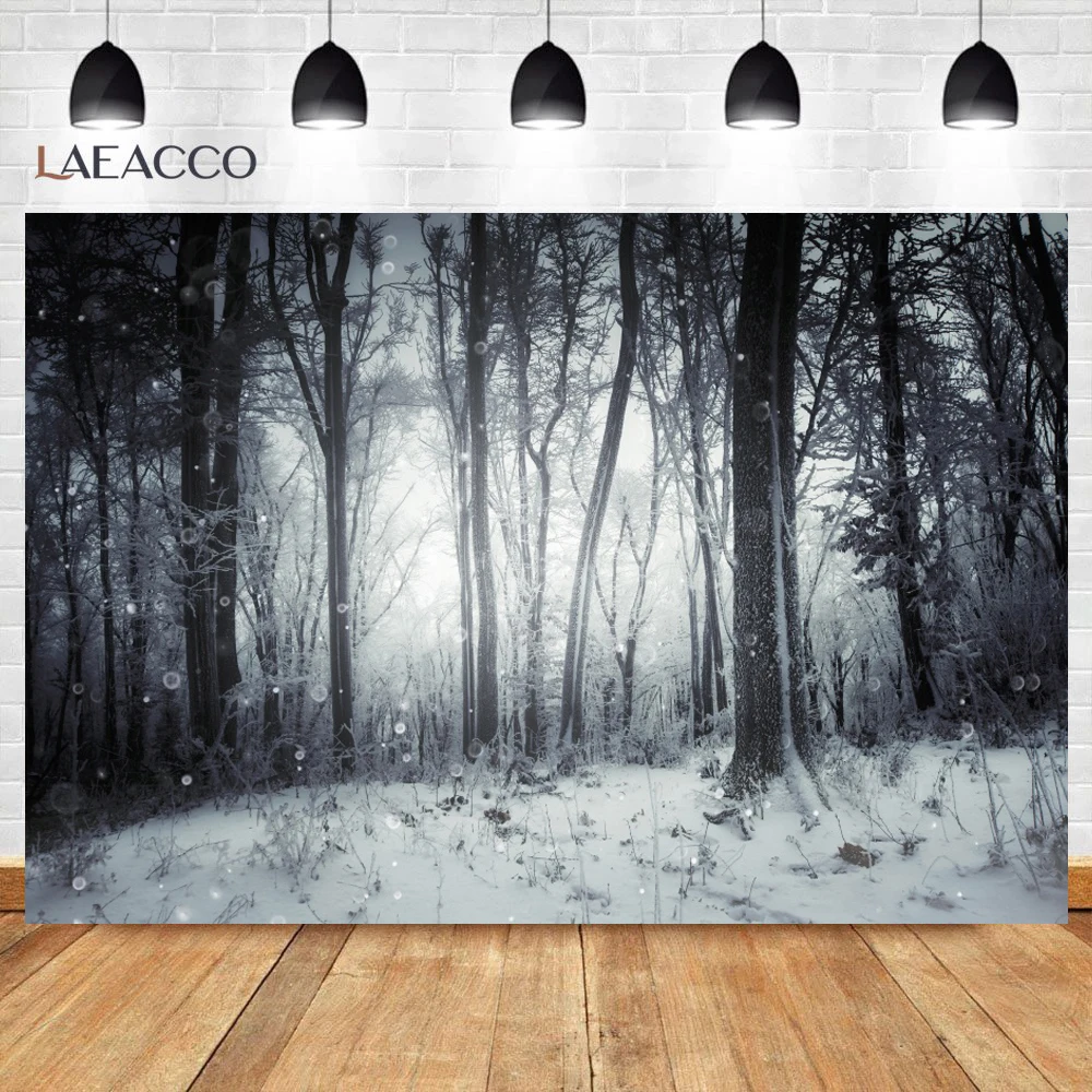 Old Tree Forest Winter Snow Park Outdoor Scenic Photography Backdrop Christmas Photographic Background Photocall Photo Studio