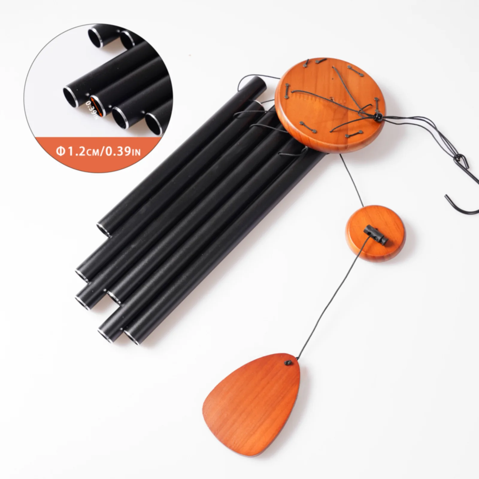 جرس رنين الرياح المعدني مقاس 37 بوصة مصنوع من 6 أنبوب ألومنيوم لتزيين الحديقة الخارجية وفناء المنزل وديكور زن للتأمل