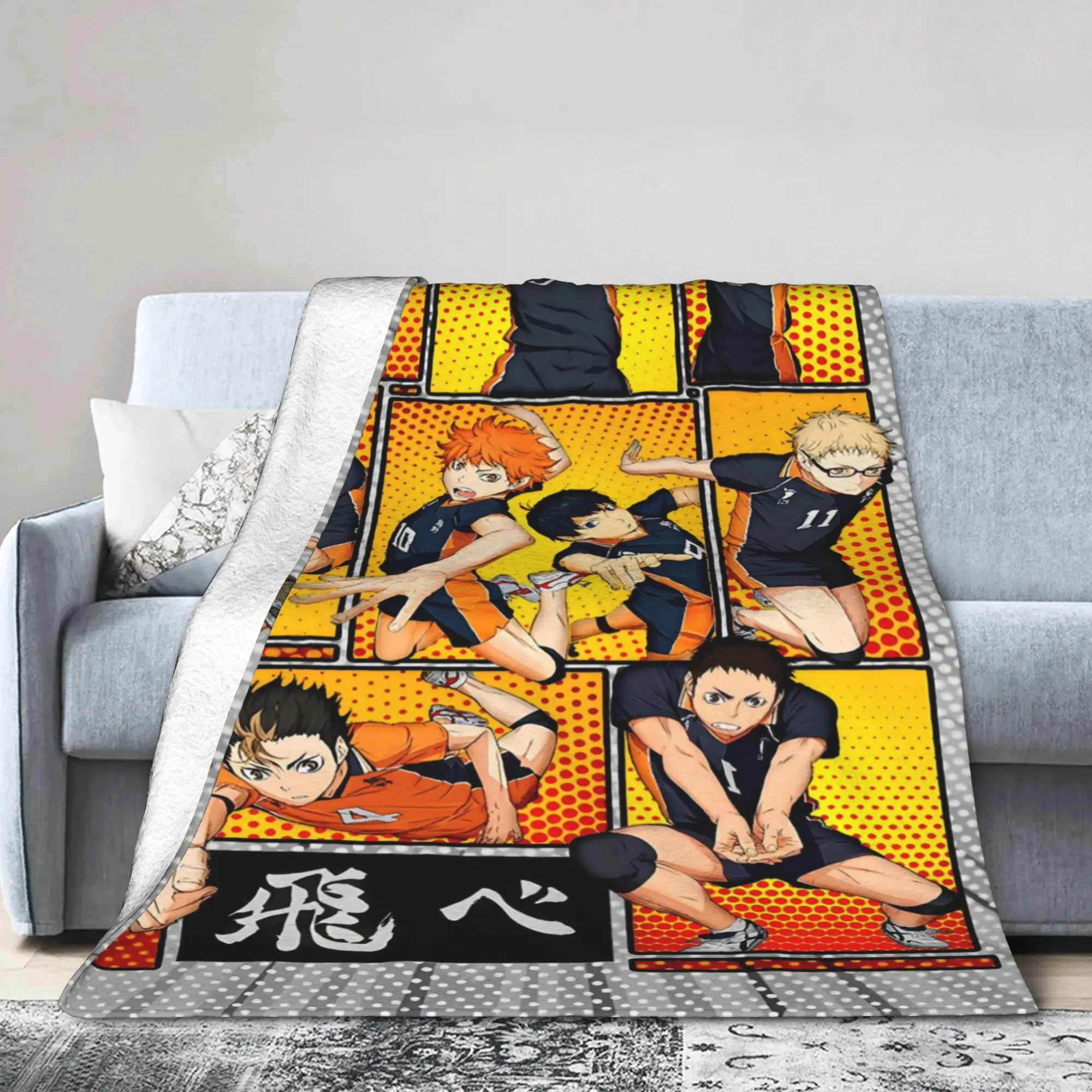 Custom Sofa Fleece H-Haikyuues Hot Mangas Throw Blanket Warm Flannel Anime  Blankets for Bedroom Car Sofa Quilt