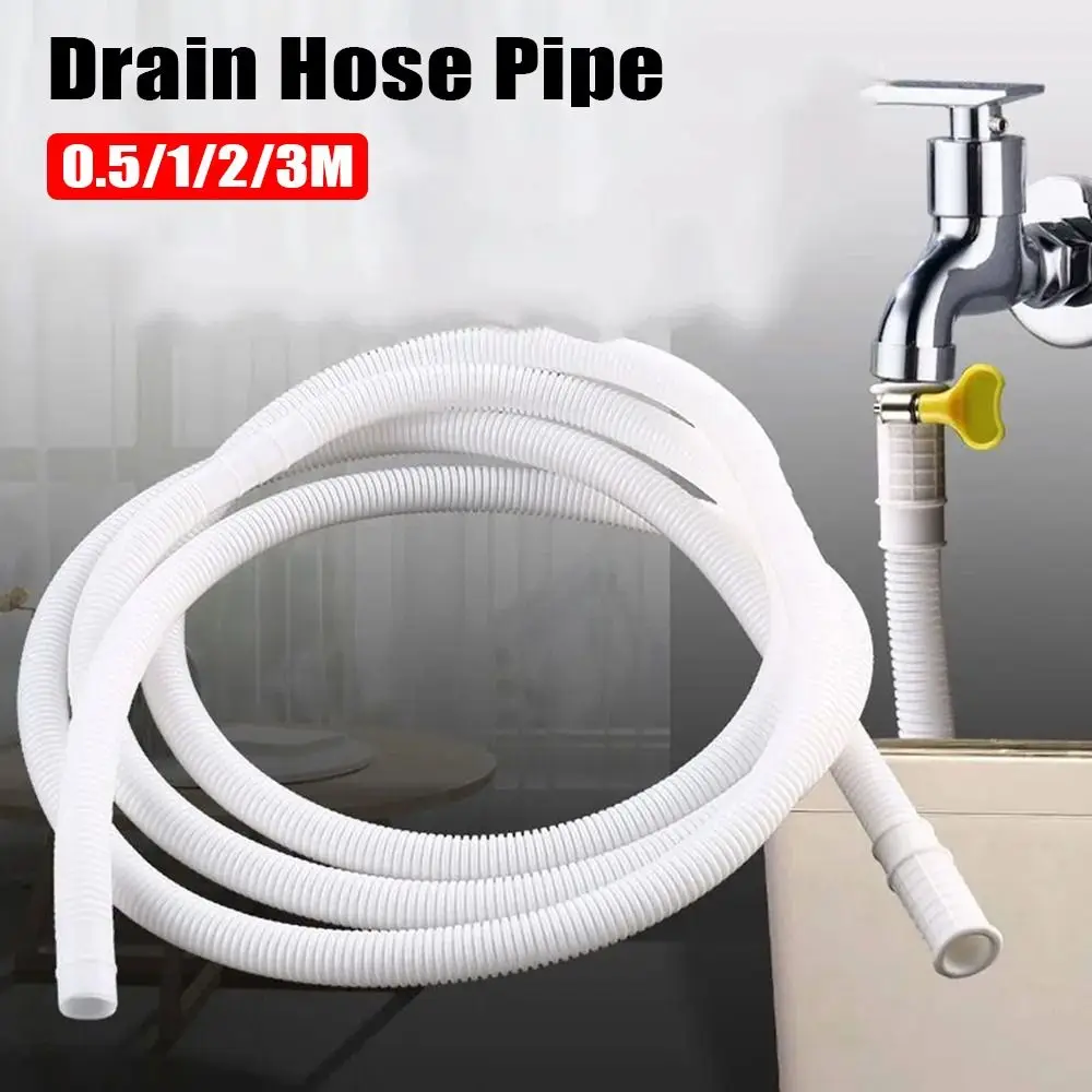 

1Pcs Faucet Accessories Drain Hose Pipe Flexible Waste Water Outlet Expel Hose Tube Soft Stretchable White PP Plumbing