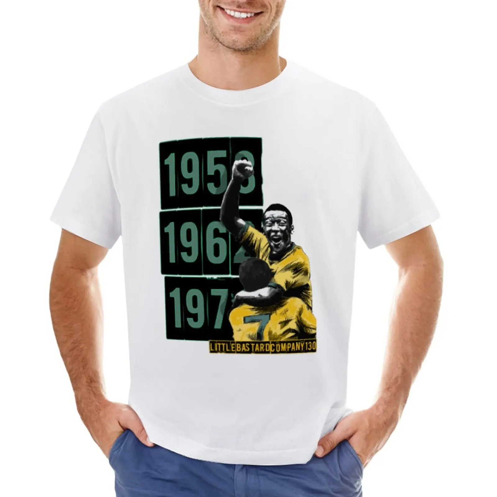 Kemp-Camiseta con estampado de Nascimento y Pelés para mujer, ropa de fútbol de Brasil 9, con gráfico de campaña, talla Vintage de EE. UU.