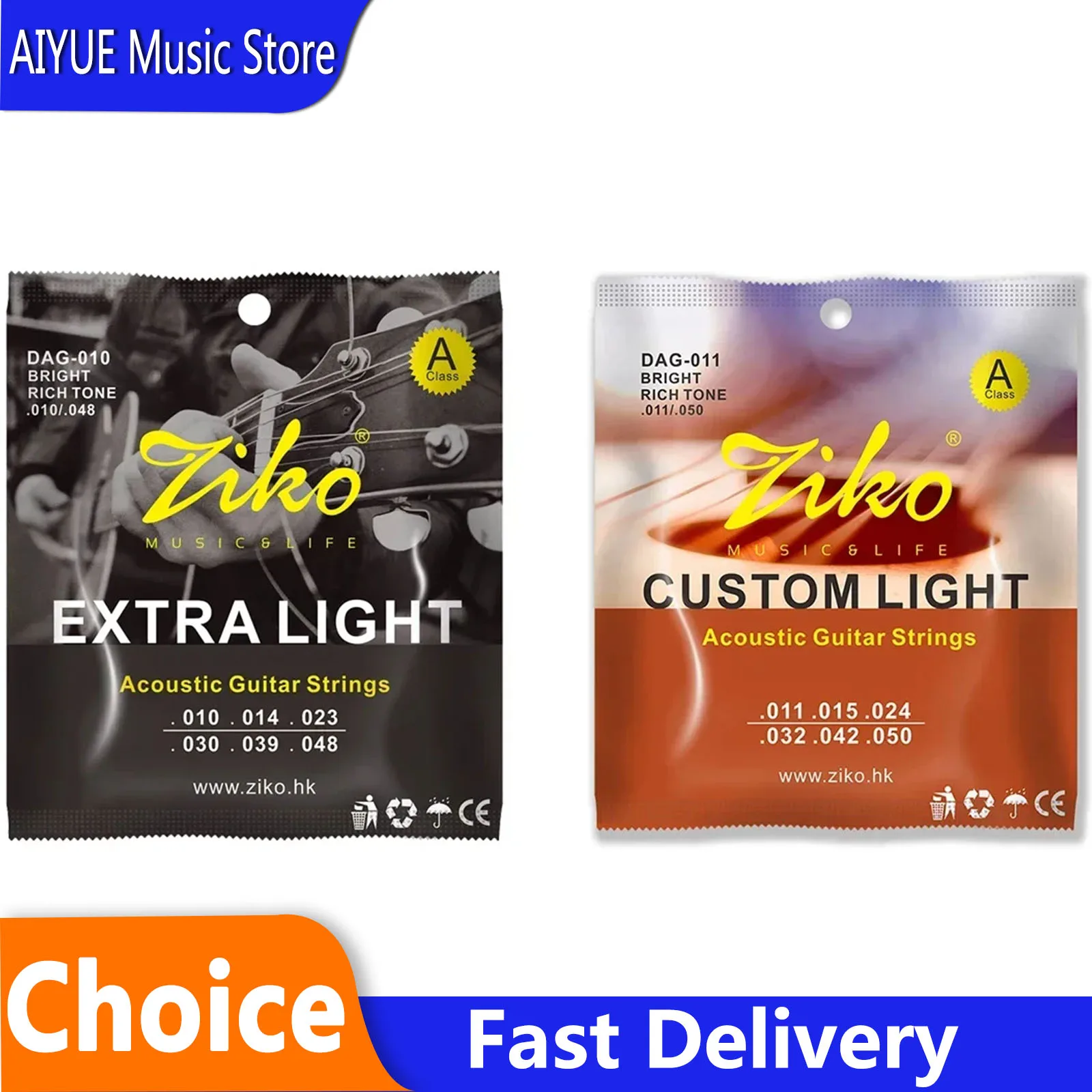 ZIKO Folk Guitar Strings Steel Core Brass DAG-010 DAG-011 Strings Suitable For Beginners Plucked Instrument Parts Accessories