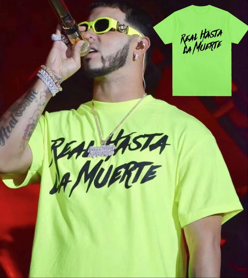 Rapper Anuel AA 2026 Concert Print T Shirt Real Hasta La Muerte Album T Shirts Women Hip Hop Oversized Short Sleeve T-shirt Male