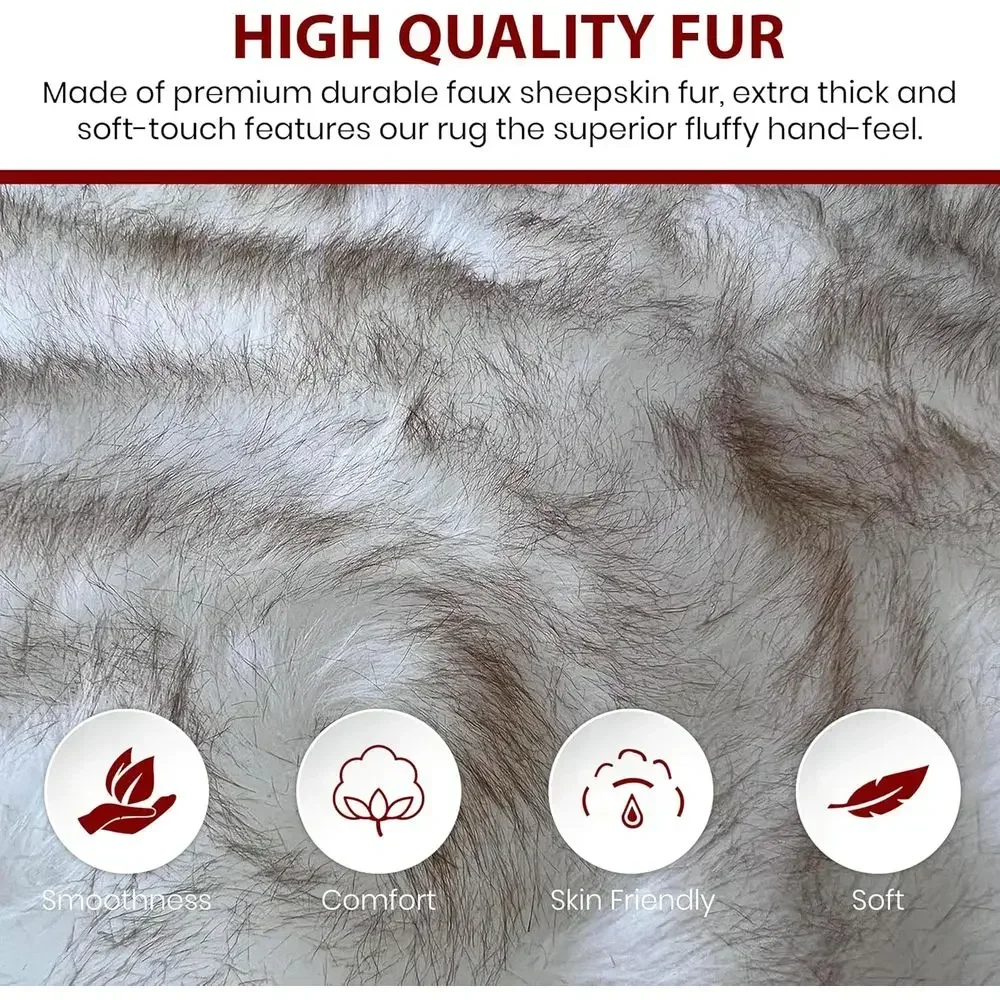 Hypoallergenic Silky Shag Rug, Plush Shaggy Carpet for Bedrooms and Living Rooms, 6x10 Feet, White with Brown Tips view 2
