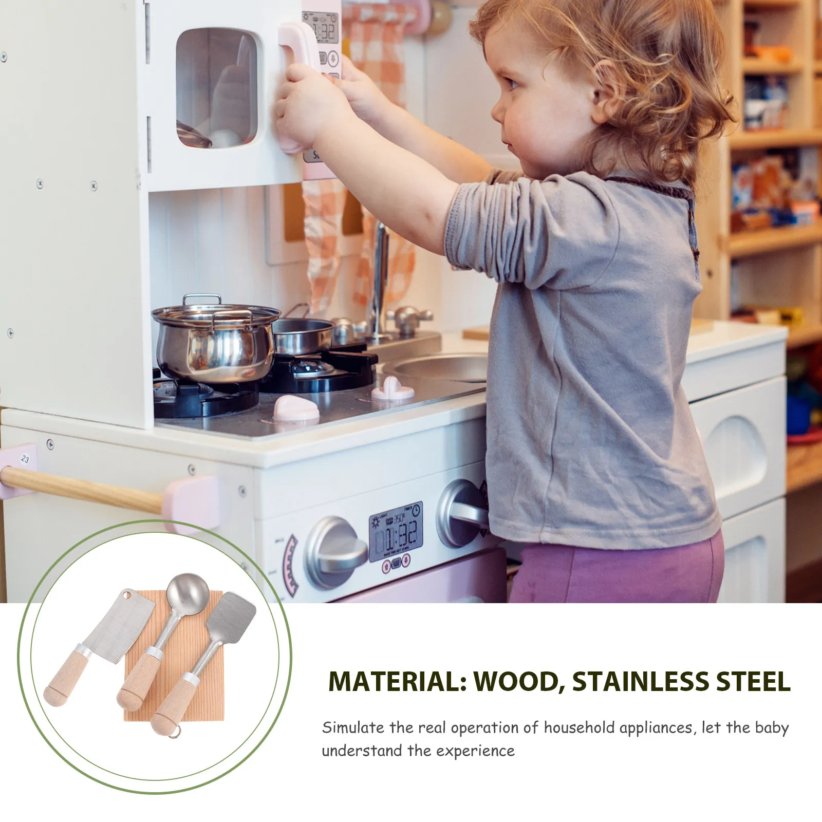 

1Set Mini Kitchenware Simulation Cutter Small Spatula Spoon Chopping Board Kids Educational Playthings Cooking Role Play Set