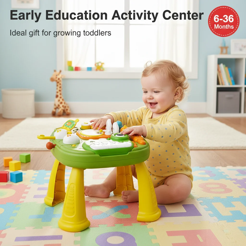 Multifunctional Children's Activity Table Toy Early Learning Toy with Lights and Music Multifunctional Educational Toddlers Toy