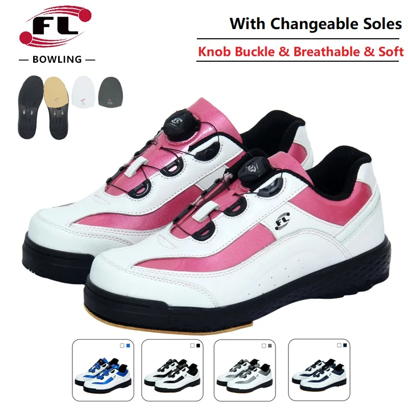 Unisex Changeable Sole Bowling Shoes Lightweight Anti-Slip Sneakers Women Men Right Hand and Left Hand Both of Them Can Wear It