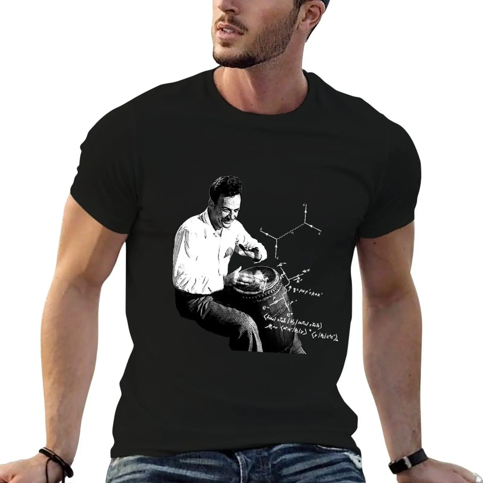 

Richard Feynman Bongos T-Shirt man t shirts for men graphic t shirts for man T-Shirt