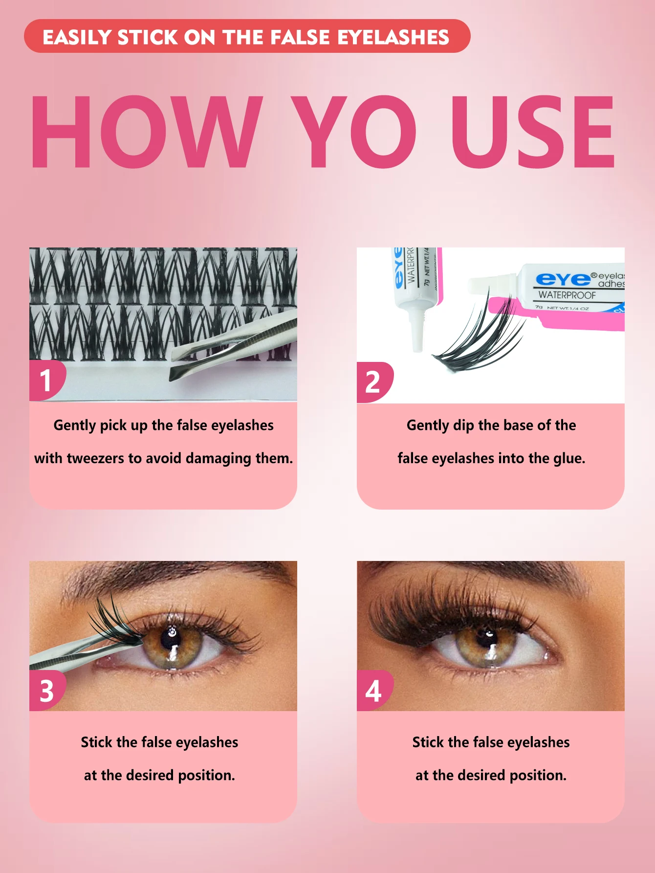 160 clusters of false eyelashes set, including eyelash glue and tweezers, a three-in-one set, high cost performance.