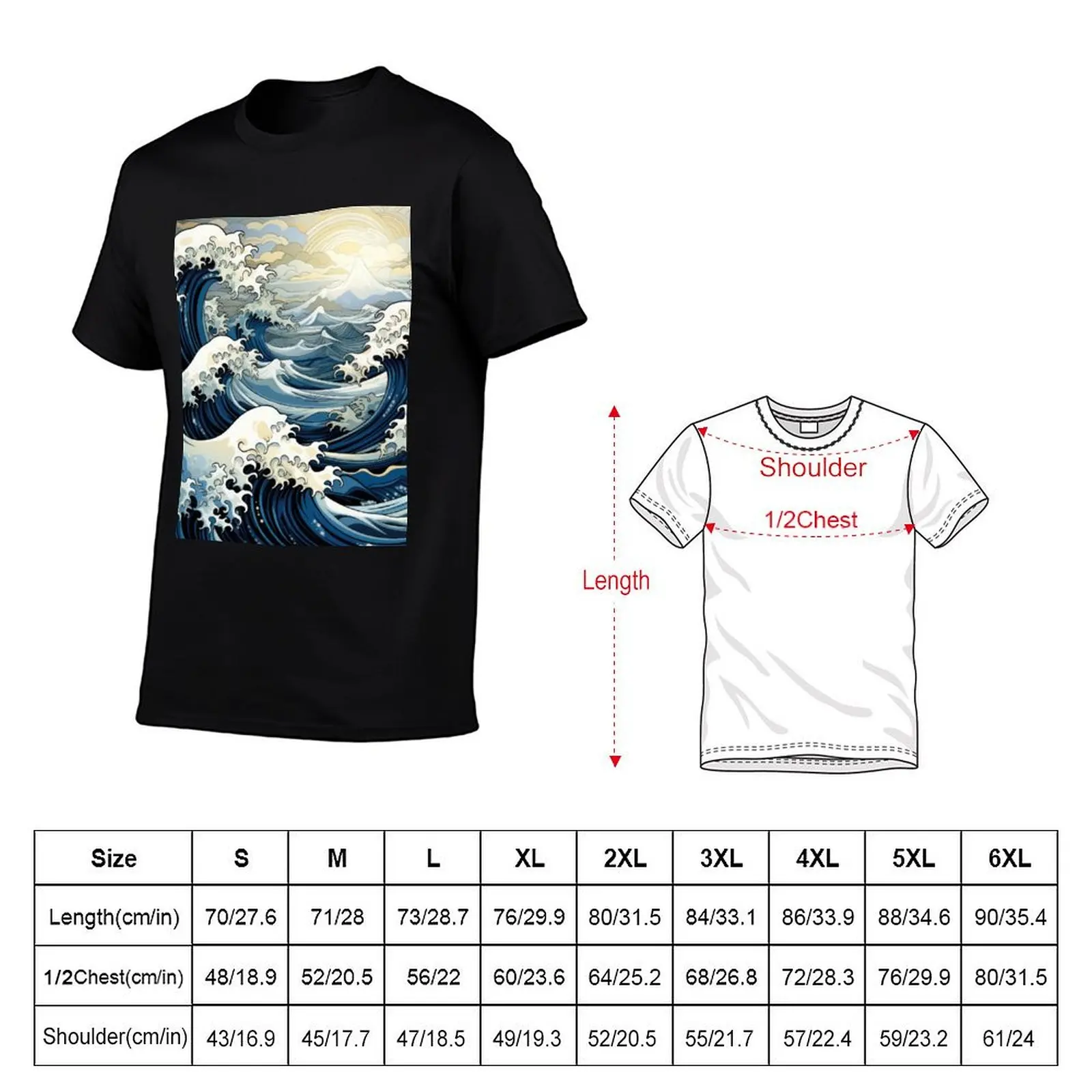 The Great japanese waves T-Shirt blue archive customizeds T-shirt men