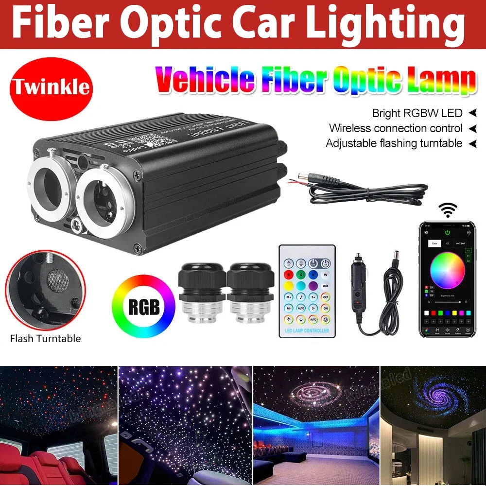 

32W Twinkle Dual Port Fiber Optic Star Ceiling Kit with Meteor effect APP Car Roof Stars Fiber Optic Car For Ceiling Lighting