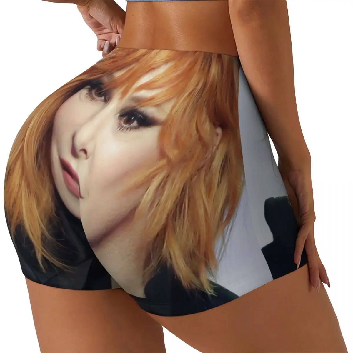 Custom Pretty Mylene Farmer Running Volleyball Gym Shorts for Women French Singer Athletic Workout Yoga Shorts