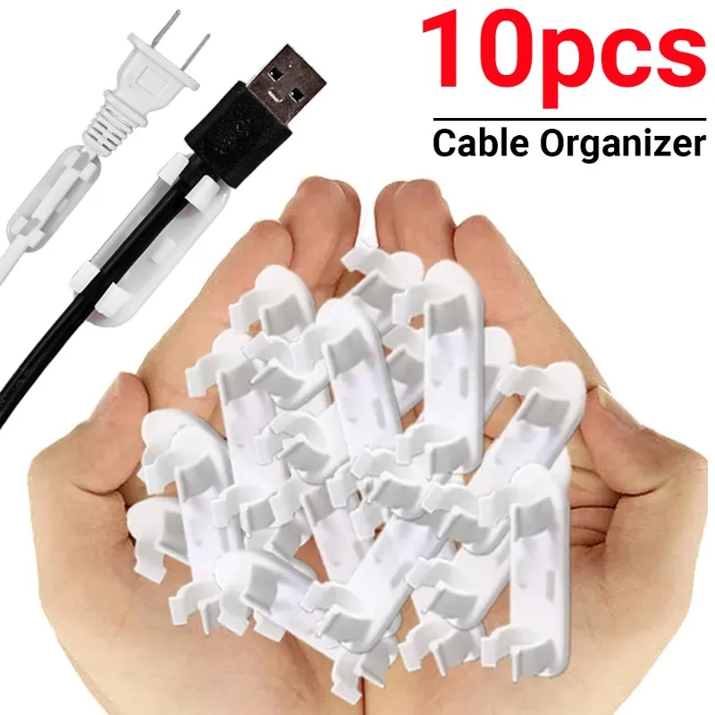 10/1Pcs Protable Cable Clips Cord Organizers Holder Self Adhesive Desktop Cable Winder Tidy Management for Earphone Mouse Wire