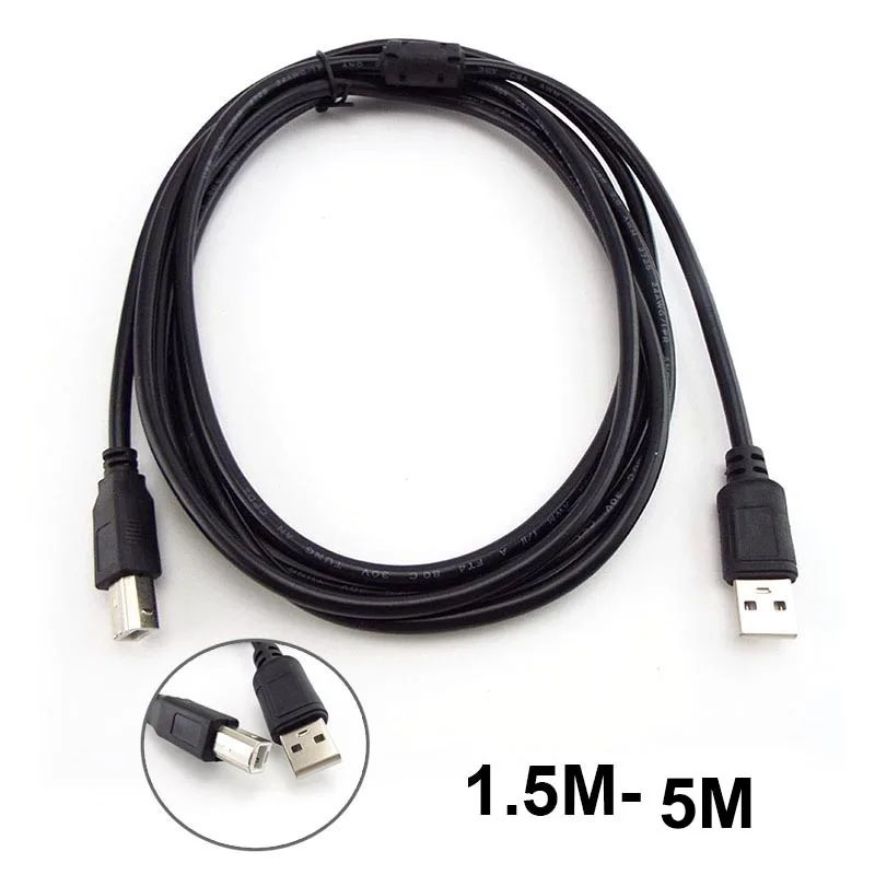 1.5m 3meter 5m USB 2.0 Print connector extend power adapter Cable USB Type A to B Male to Male Printer For Label USB wire cord